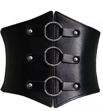 Steampunk Gothic underbust korzet opasek s kovovými kruhy