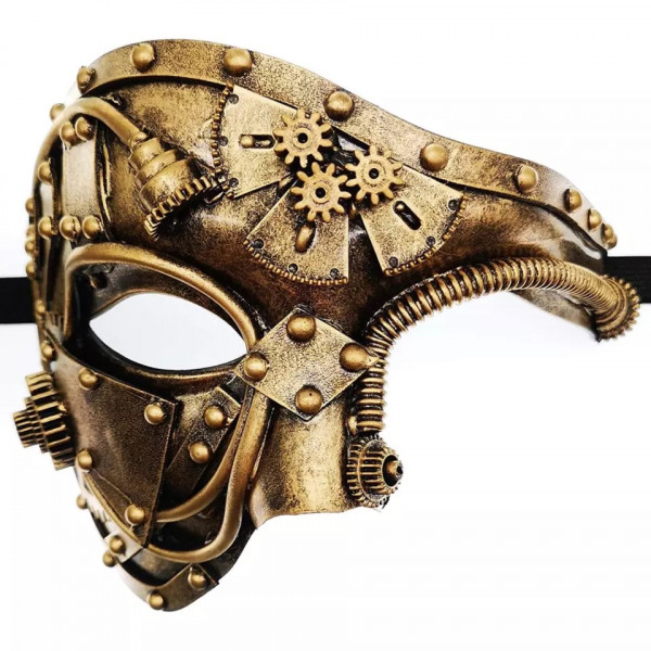 Steampunk maska na obličej Phantom mosazná