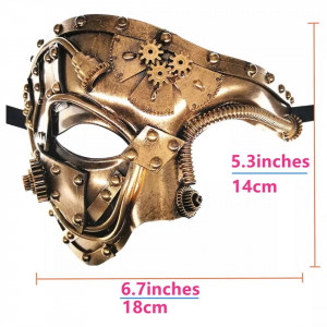 Steampunk maska na obličej Phantom mosazná