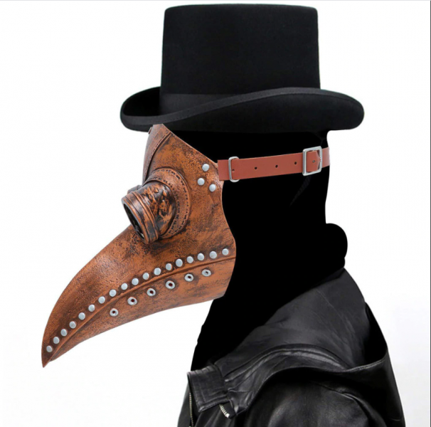 Steampunk postapo maska morový doktor hnědá camel