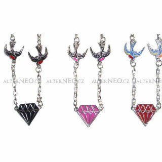 Rockabilly necklace - Swallow & Diamond